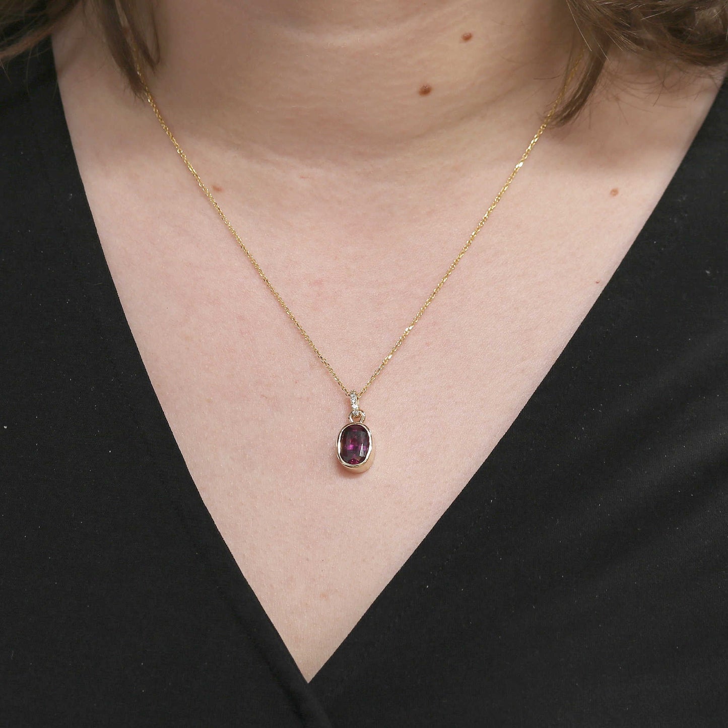 Elongated Cushion Pink Stone Pendant