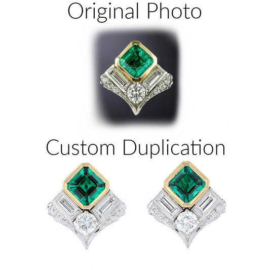 Art Deco Emerald & Diamond Stud Earrings