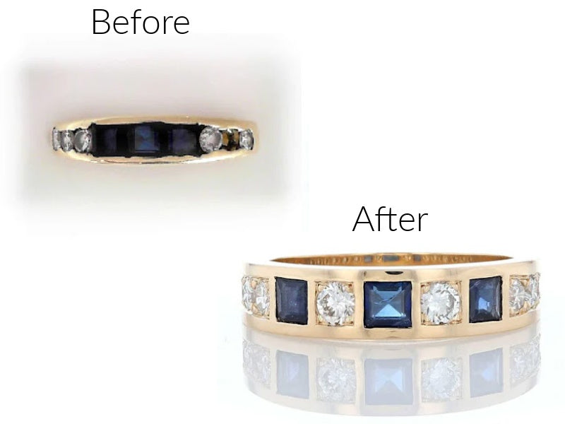 Yellow Gold Sapphire & Diamond Ring Repurposed In a Custom Ring