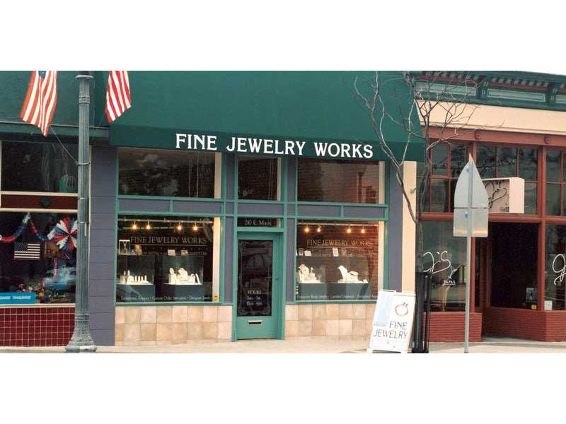 Store front of Fine Jewelry Works, the old name of Fox Fine Jewelry