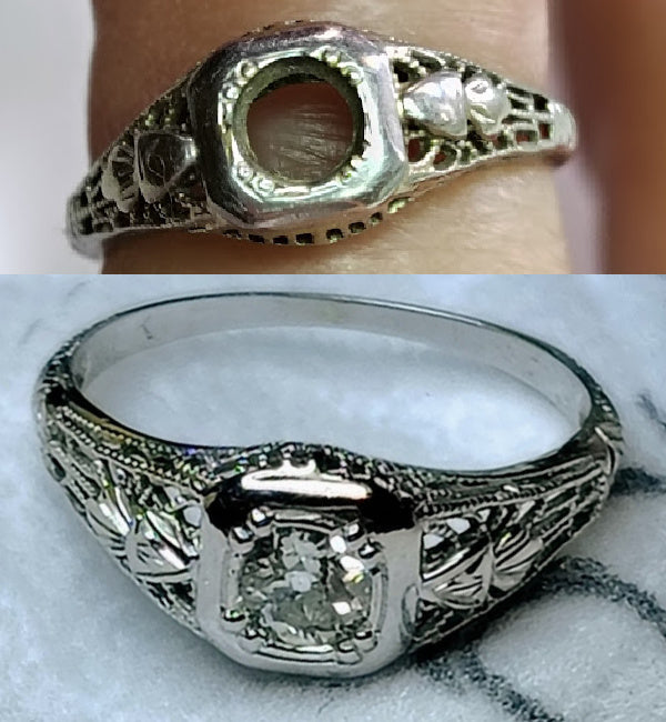 Jacki's vintage ring before and after Fox Fine Jewelry restored it