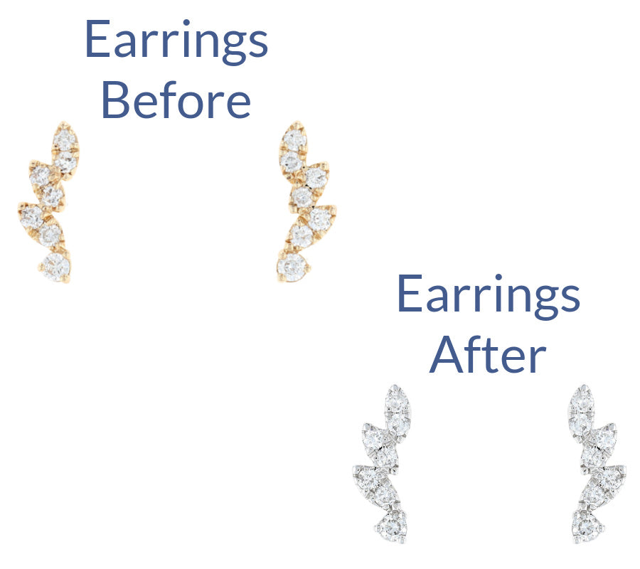 Making yellow gold earrings to white