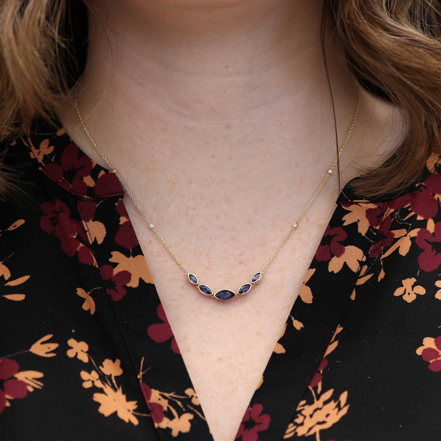 Marquise Sapphire Smile Necklace