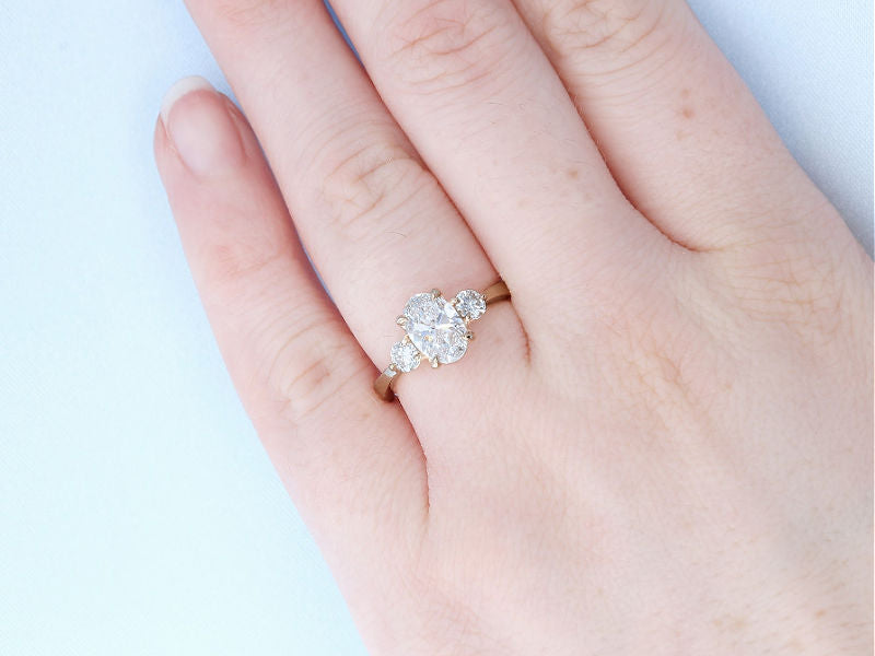 Oval Engagement Ring that fits on a hand