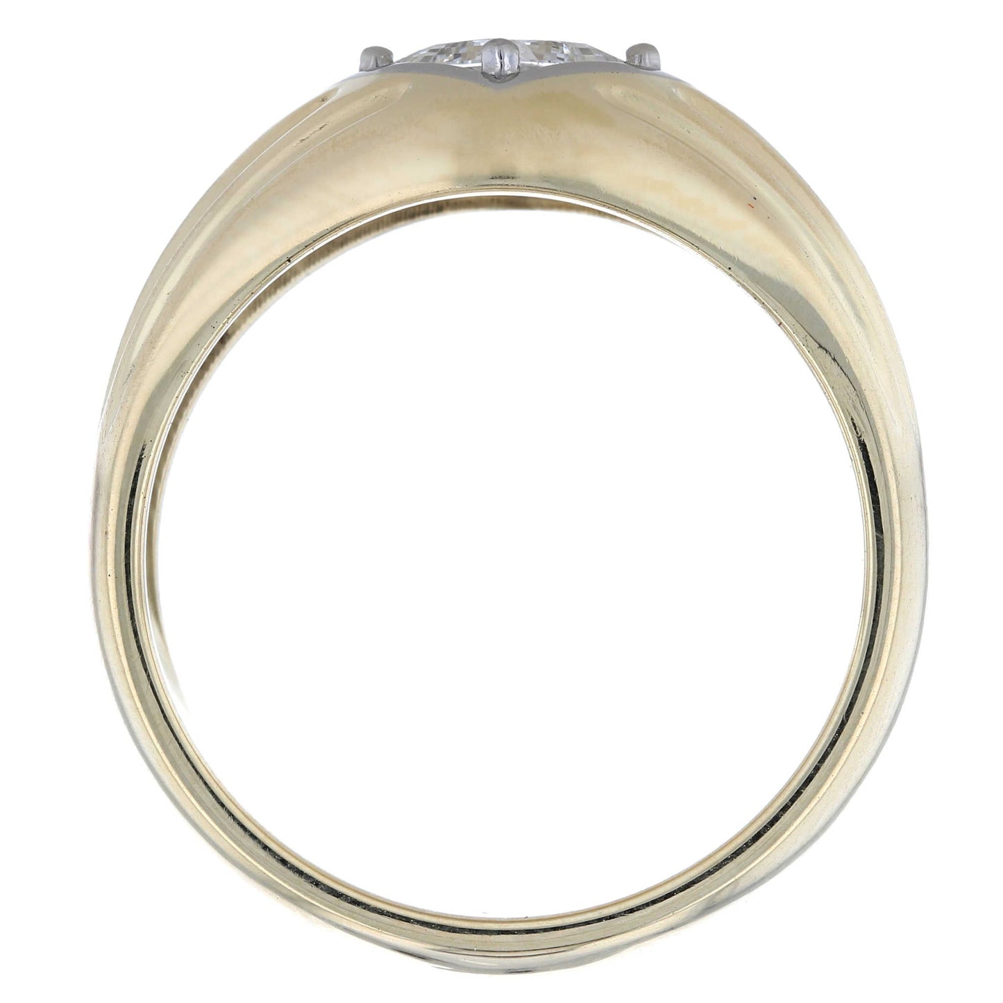 Two Tone Signet Style Diamond Men's Ring