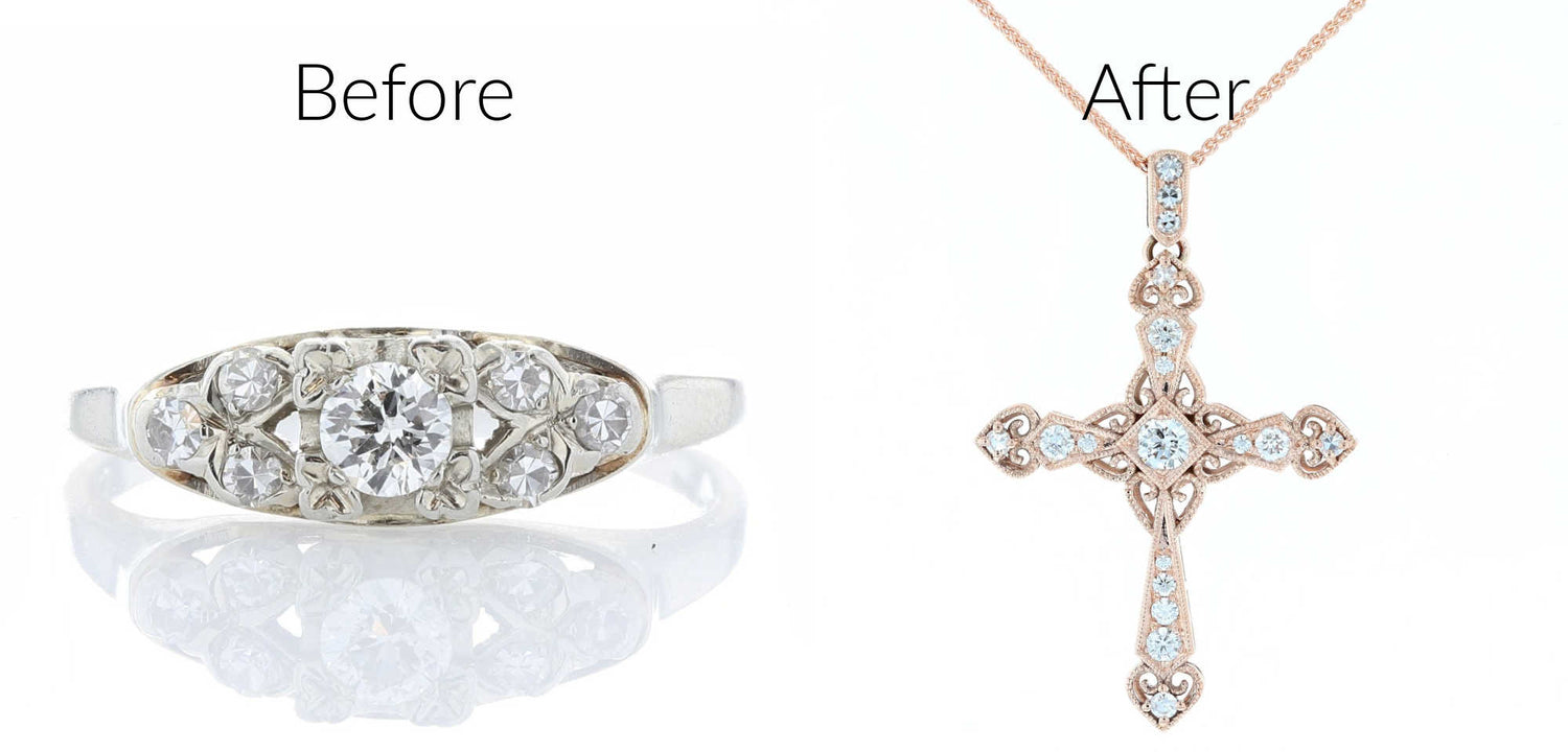 Antique heirloom made into a rose gold filligree cross