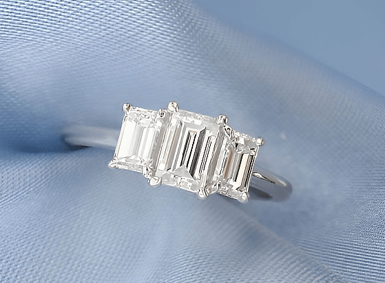Sleek emerald-cut diamond with trimmed corners