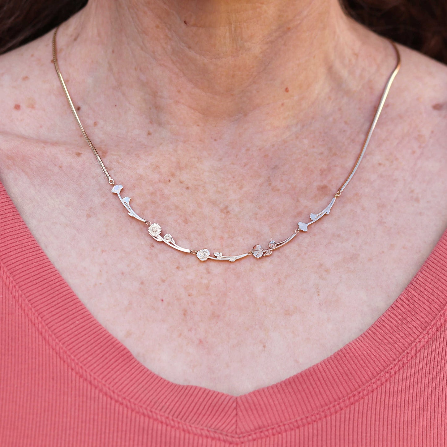 Yellow Gold Birth Flower Necklace