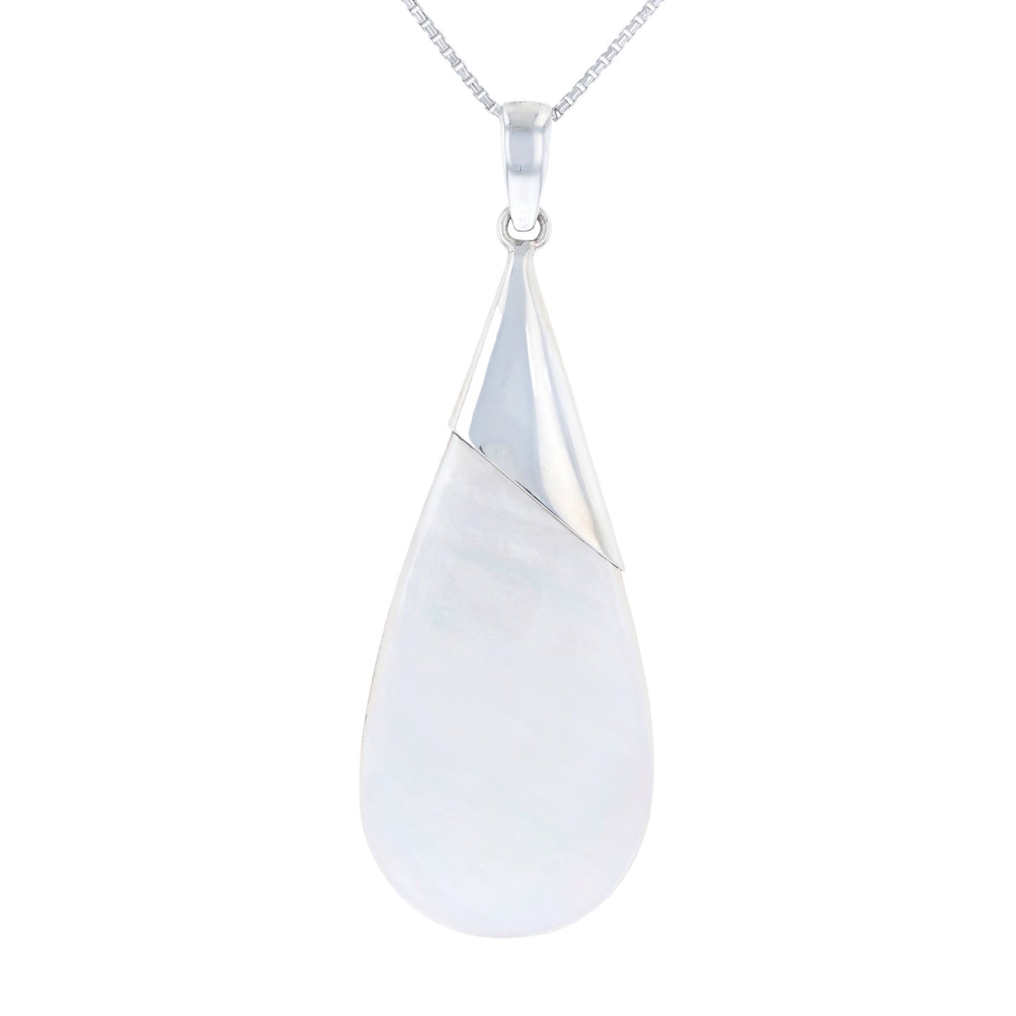 Silver Mother of Pearl Teardrop Necklace