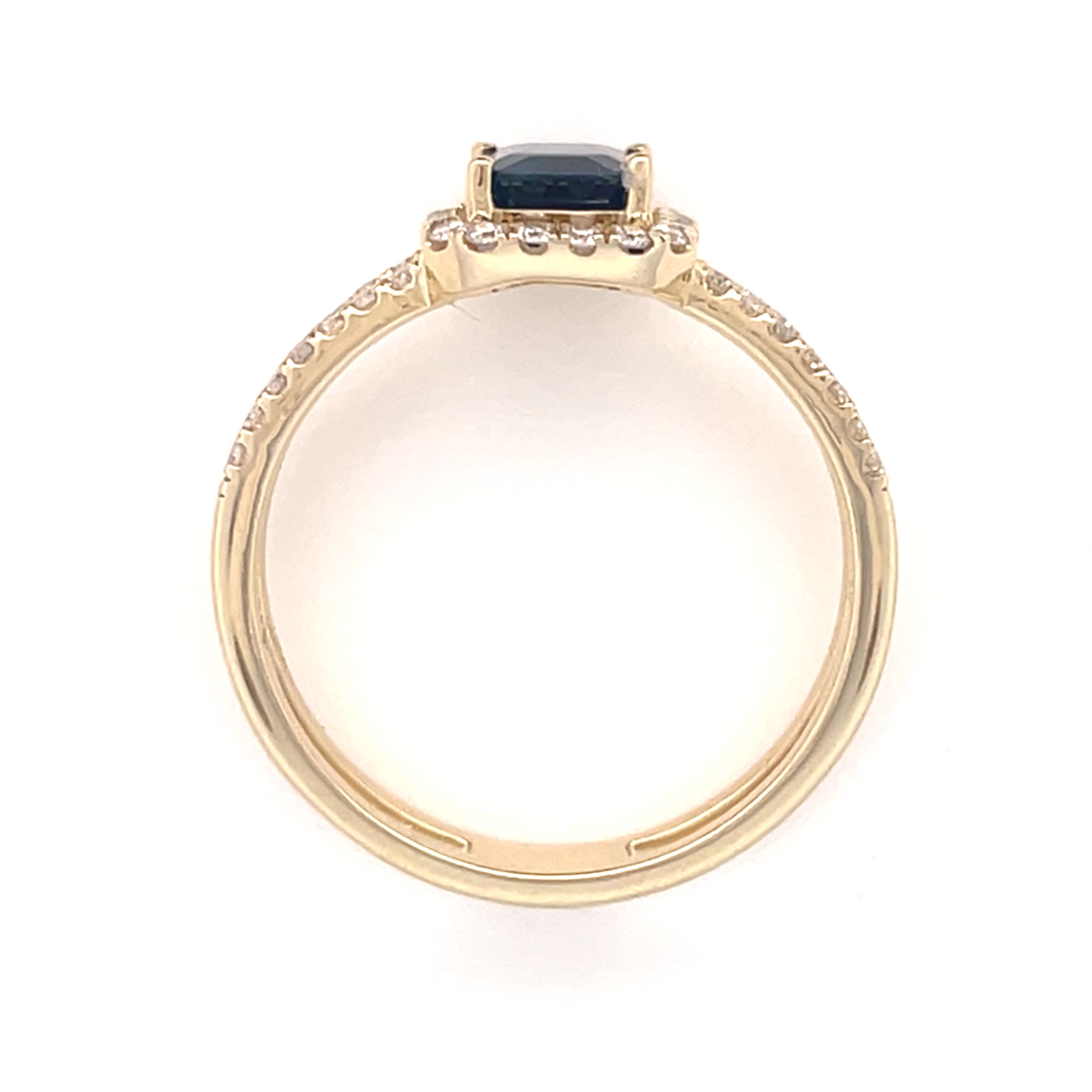 Emerald Cut Sapphire & Diamond Halo Ring