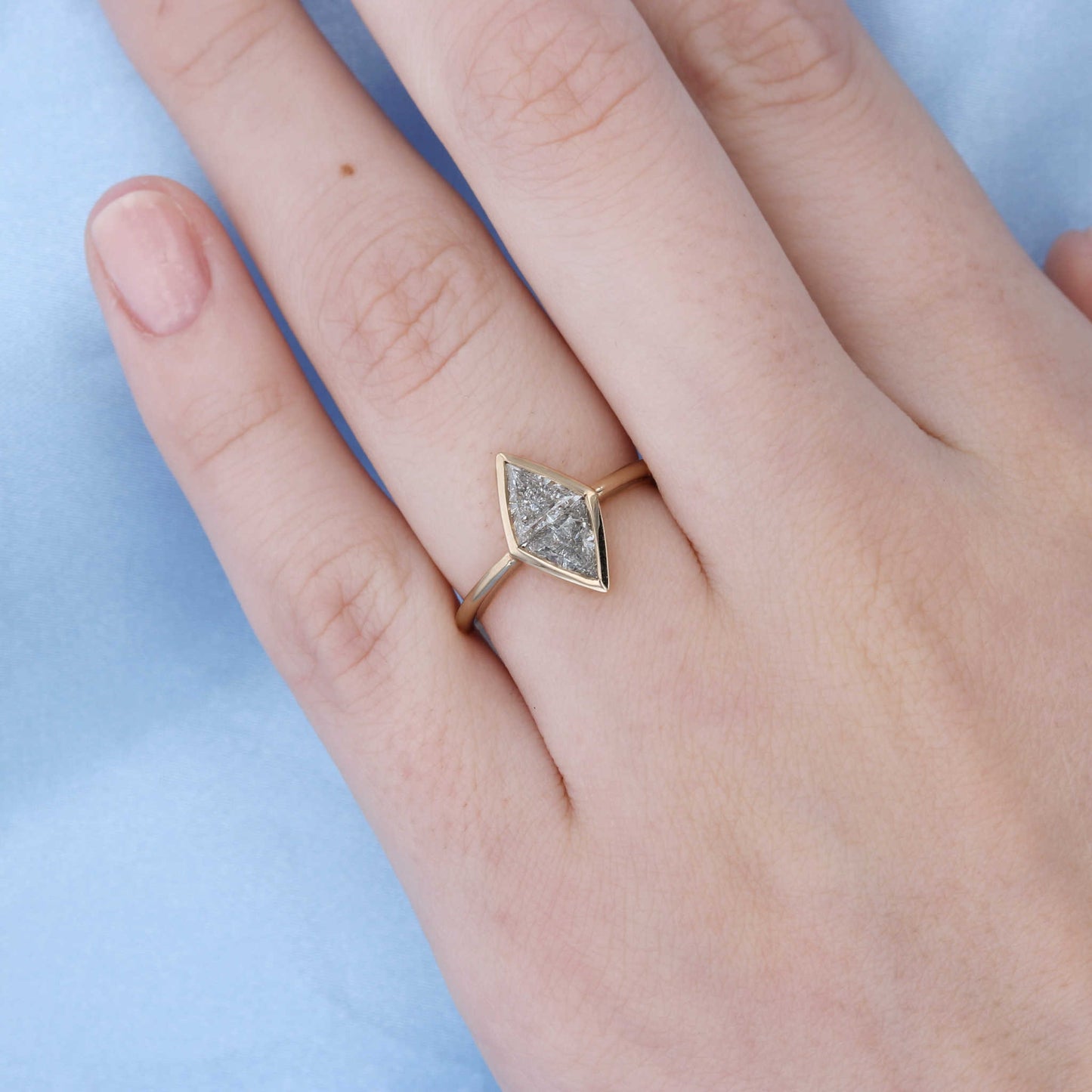 Kite Shape Bezel Solitaire Engagement Ring