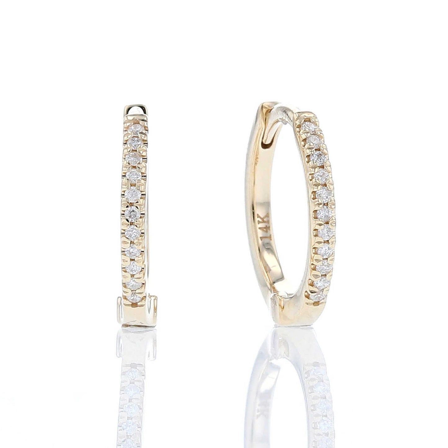 Petite Yellow Gold Diamond Huggie Earrings