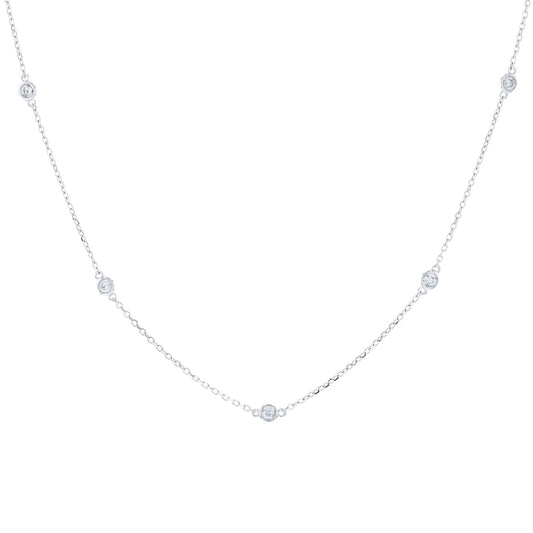 White Gold 10 Station Diamond Necklace