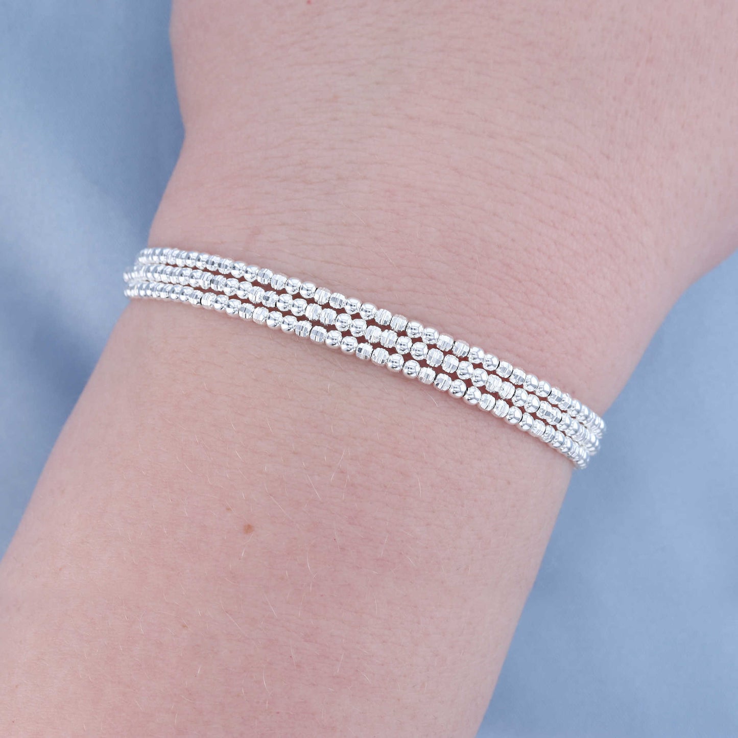 Sterling Silver Sparkle Bead Bolo Bracelet