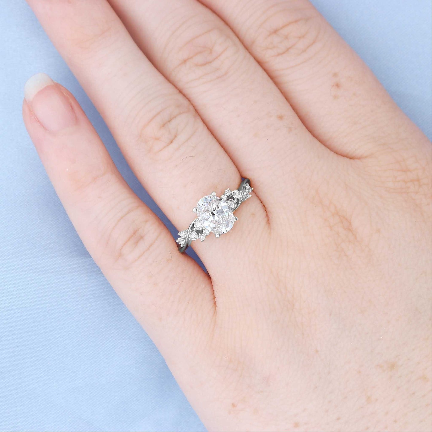 Oval Diamond Organic Engagement Ring