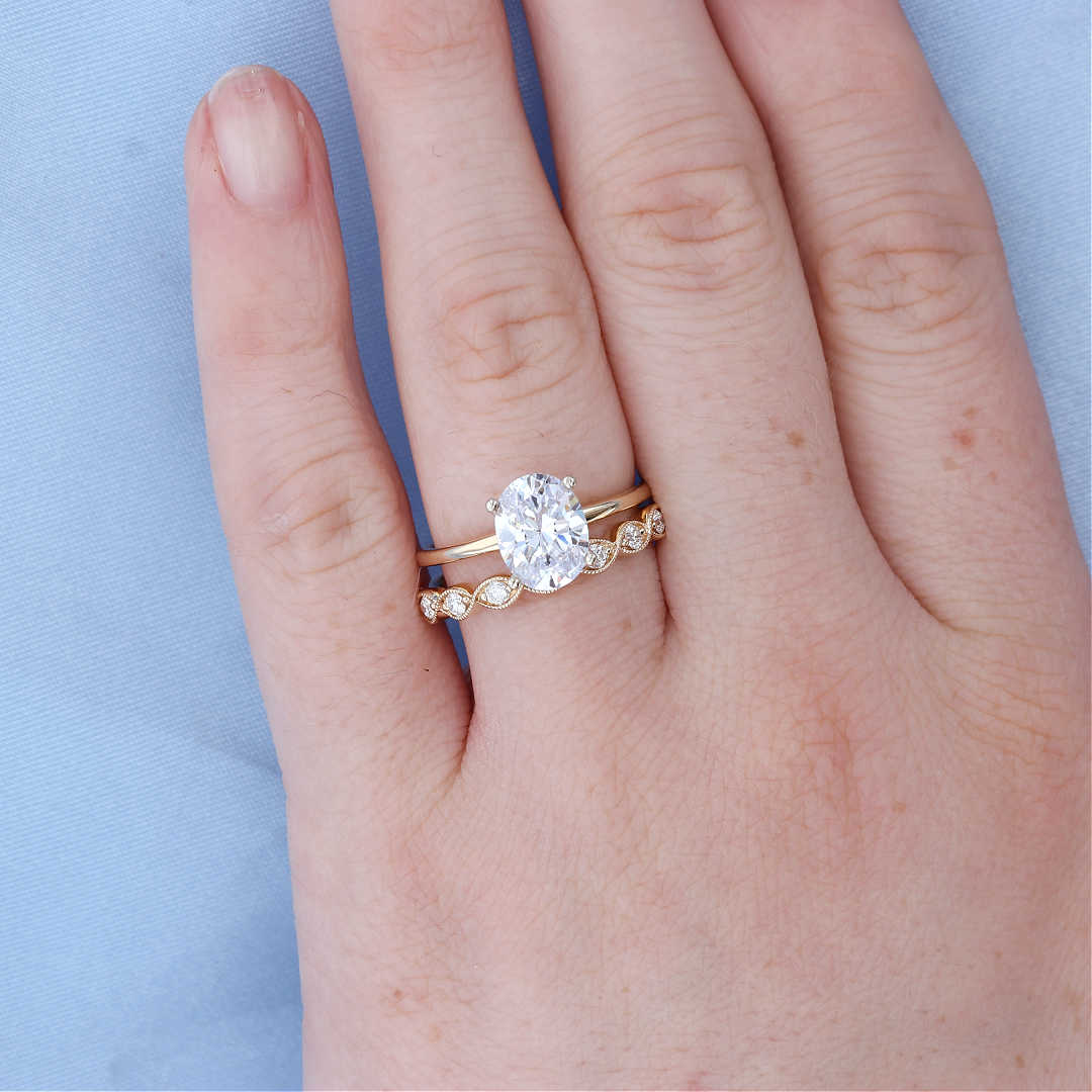 Illusion Marquise Diamond Milgrain Band