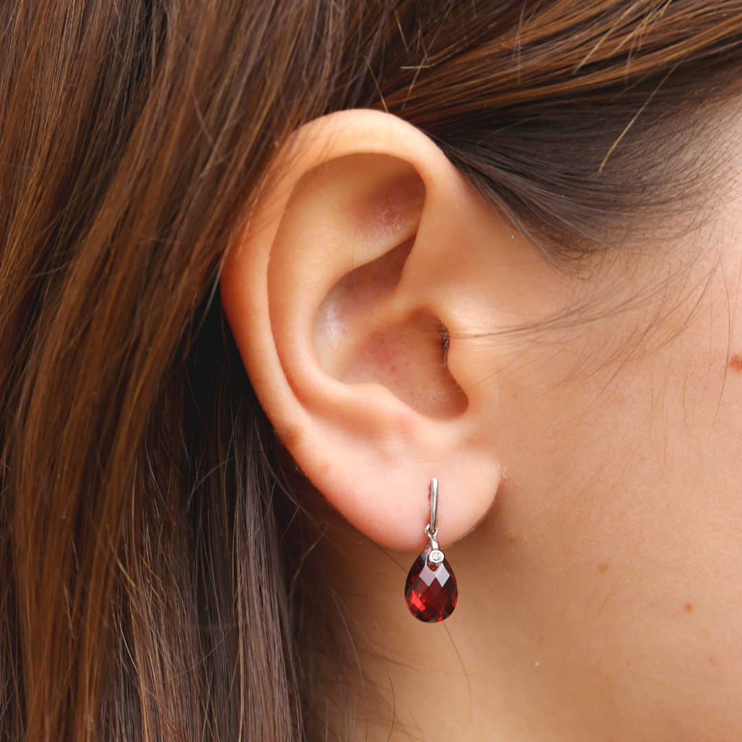 Garnet & Diamond Briolette Earrings