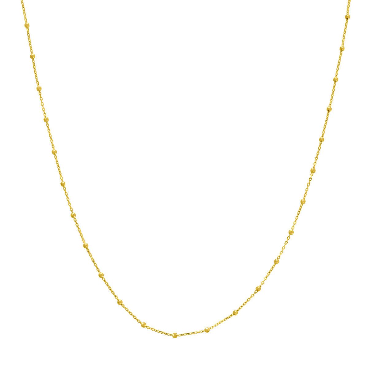 Yellow Gold Beaded Chain Necklace