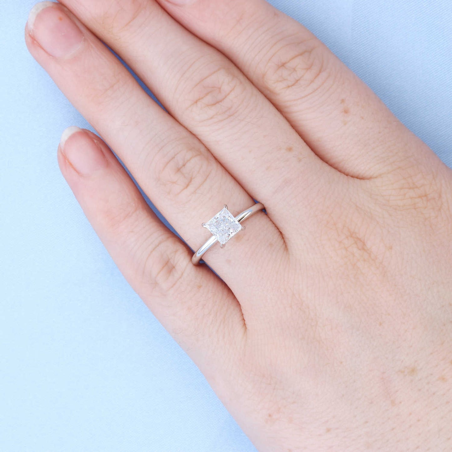 Princess Cut Solitaire Hidden Halo Engagement Ring