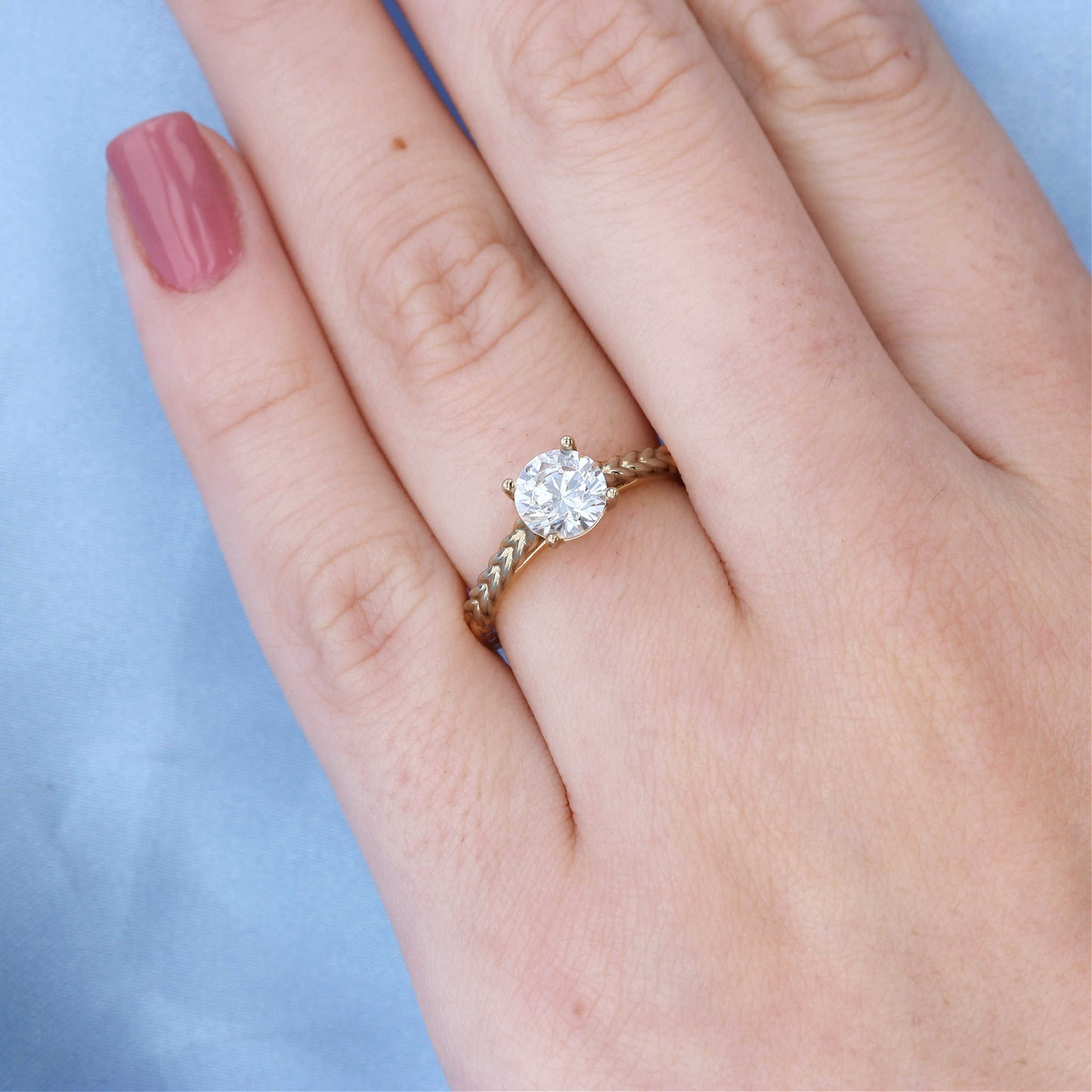 Yellow Gold Wheat Solitaire Engagement Ring