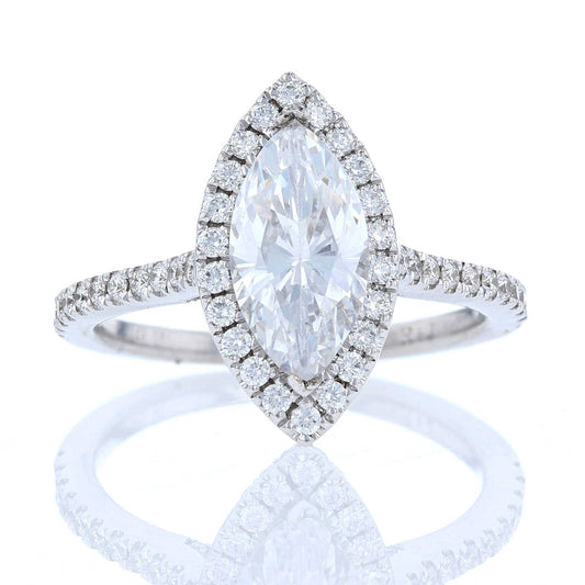 Marquise Diamond Halo Engagement Ring