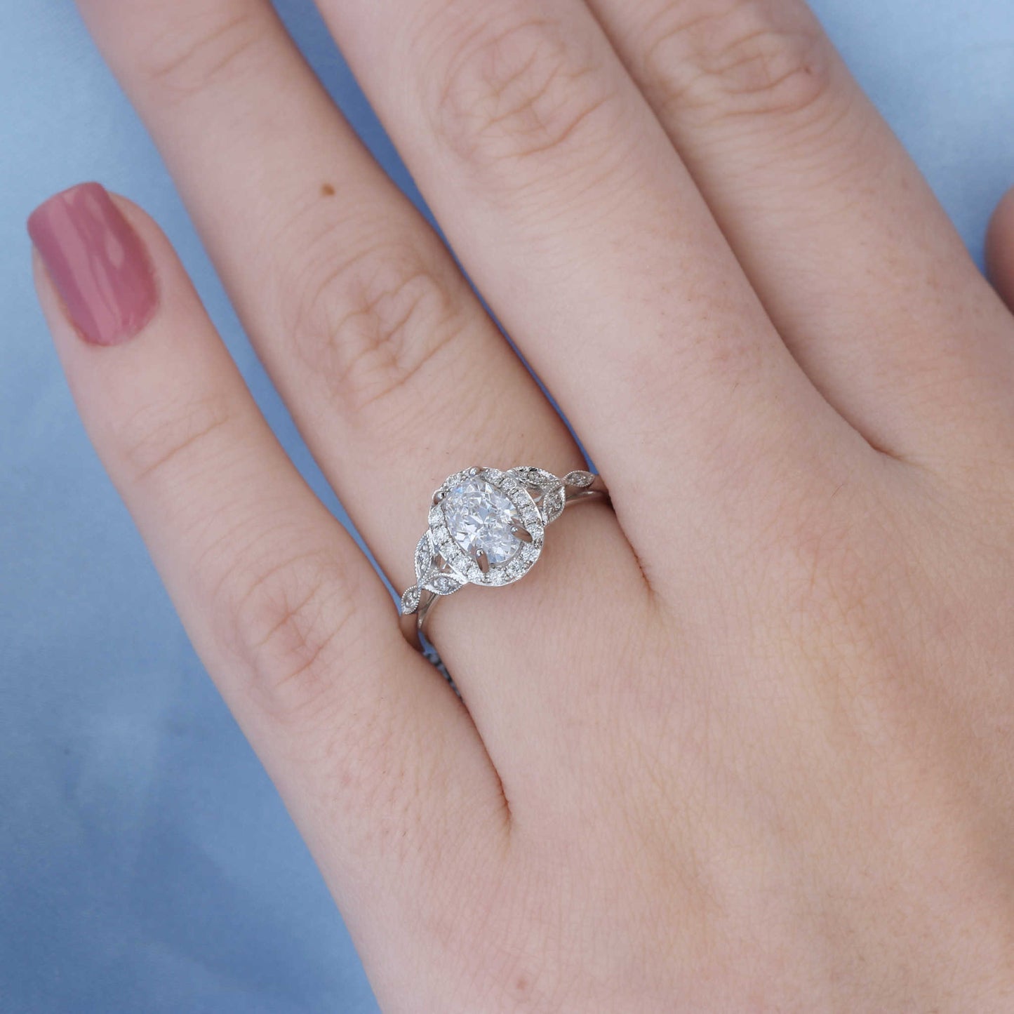 Oval Diamond Halo Engagement Ring