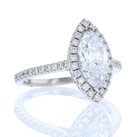 Marquise Diamond Halo Engagement Ring