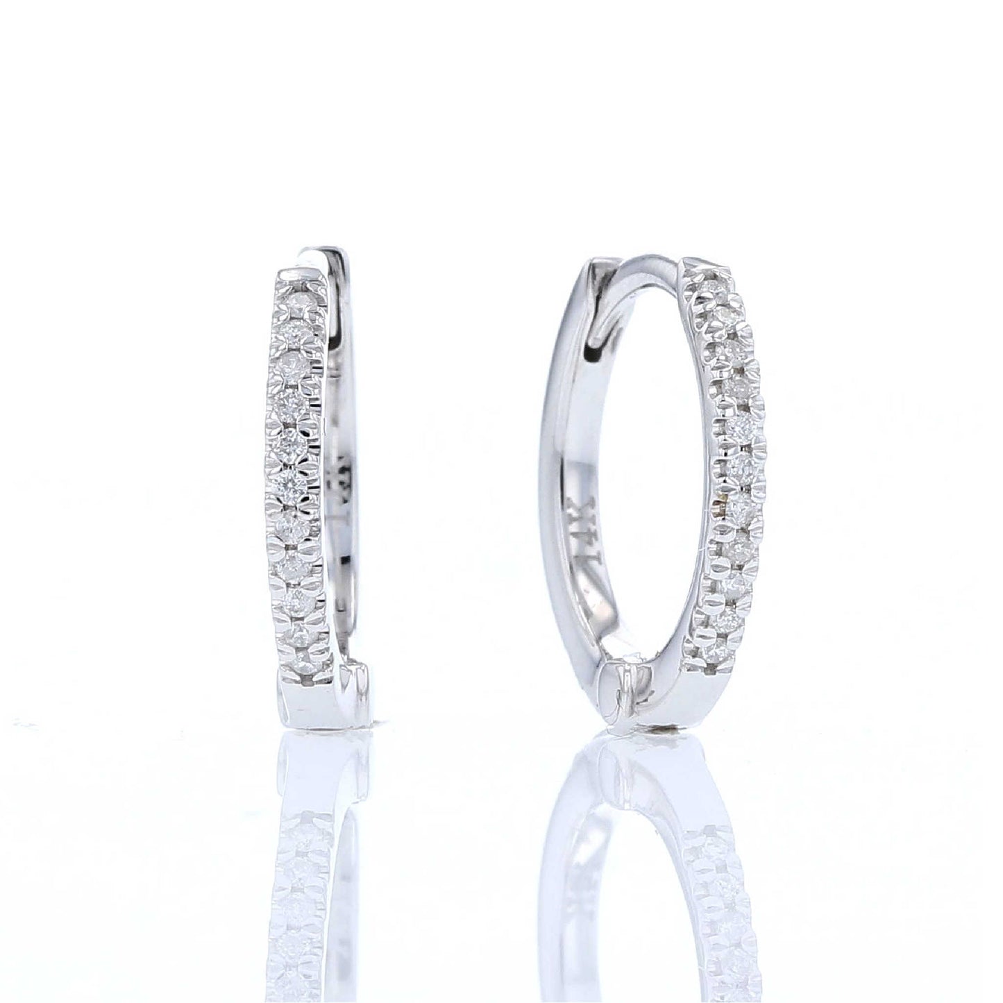 Petite White Gold Diamond Huggie Earrings