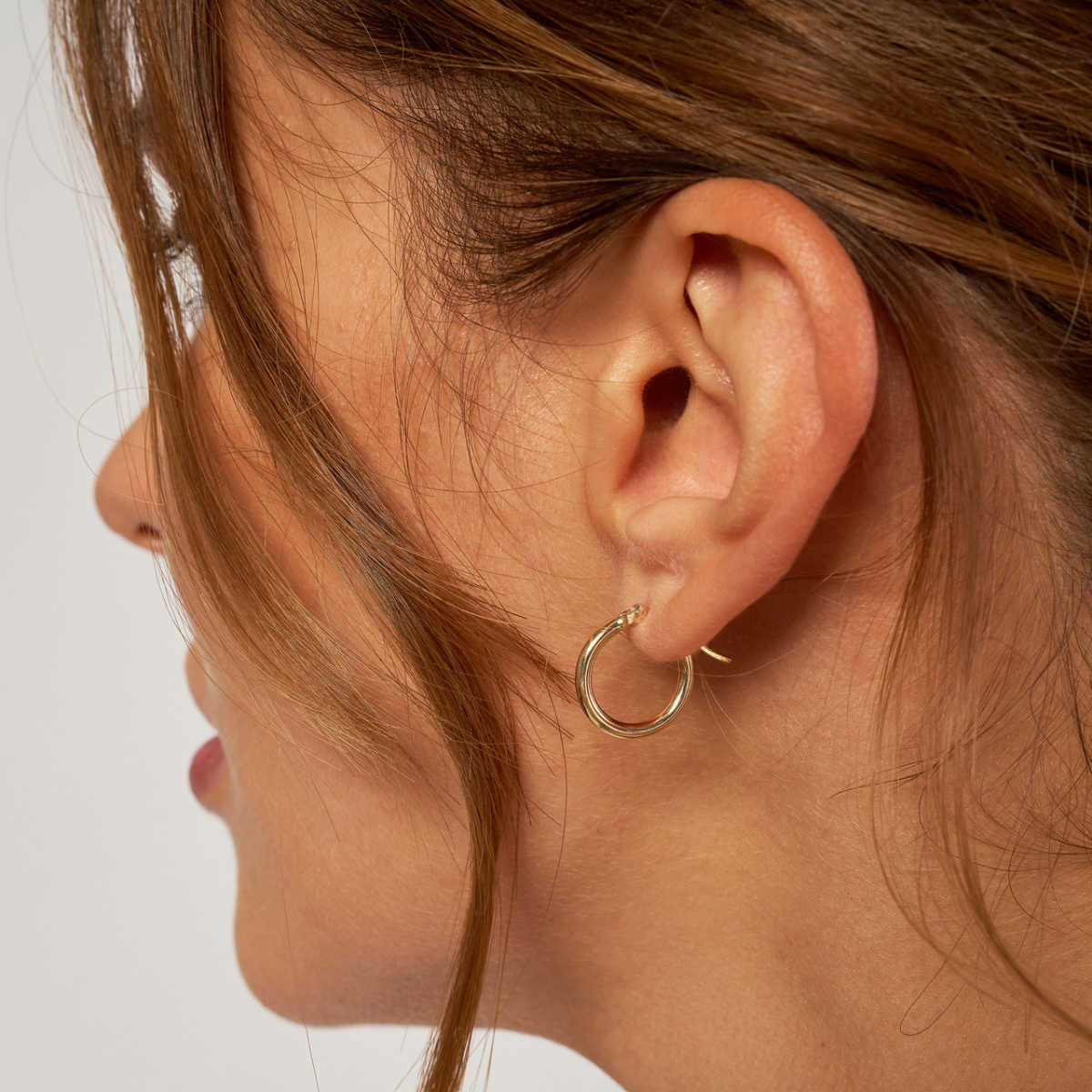 Small Yellow Gold 15 Mm Hoop Earrings