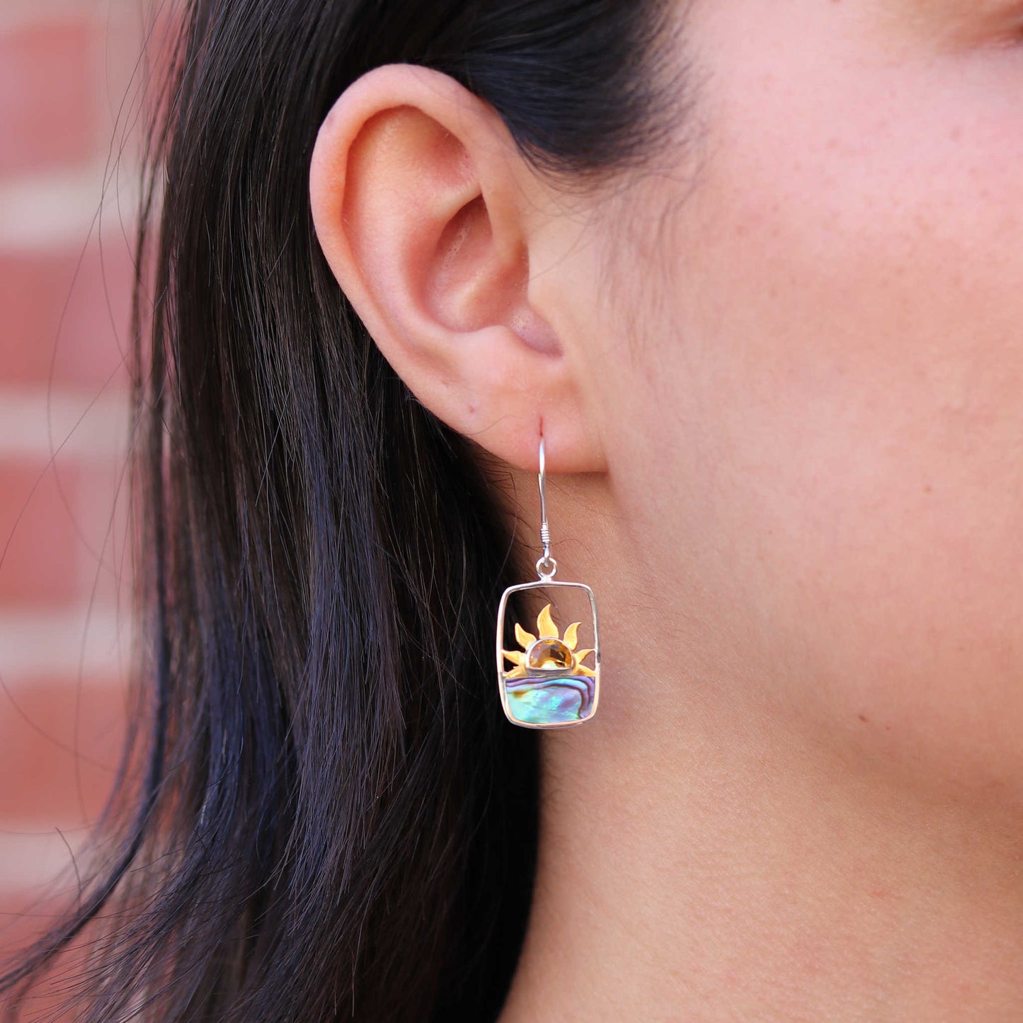 Citrine & Paua Shell Sunset Earrings