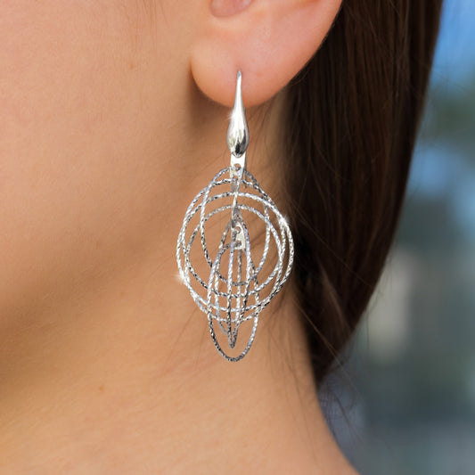 Sterling Silver Circle Motion Earrings