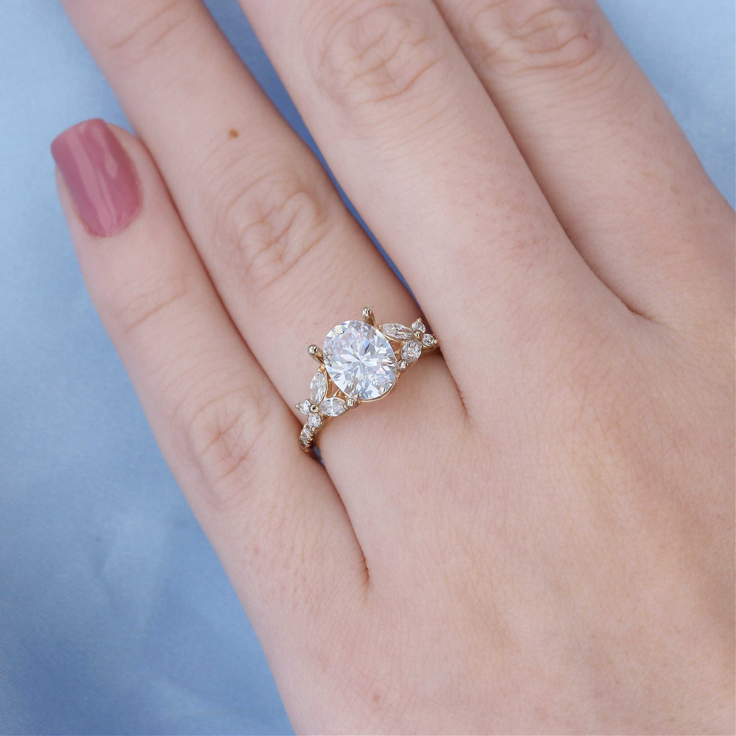 Oval Diamond Butterfly Engagement Ring