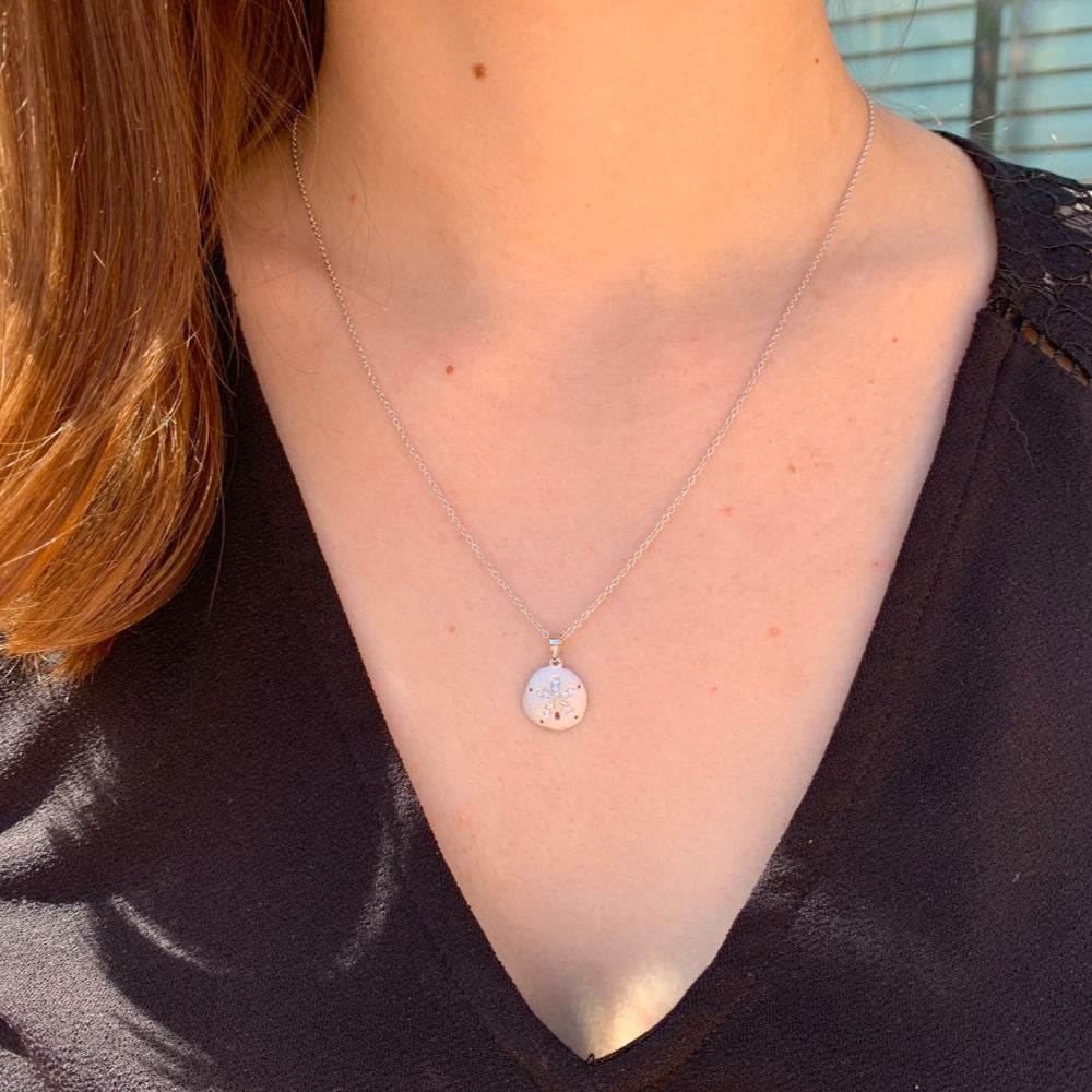 White Sapphire Sand Dollar Necklace | Fox Fine Jewelry