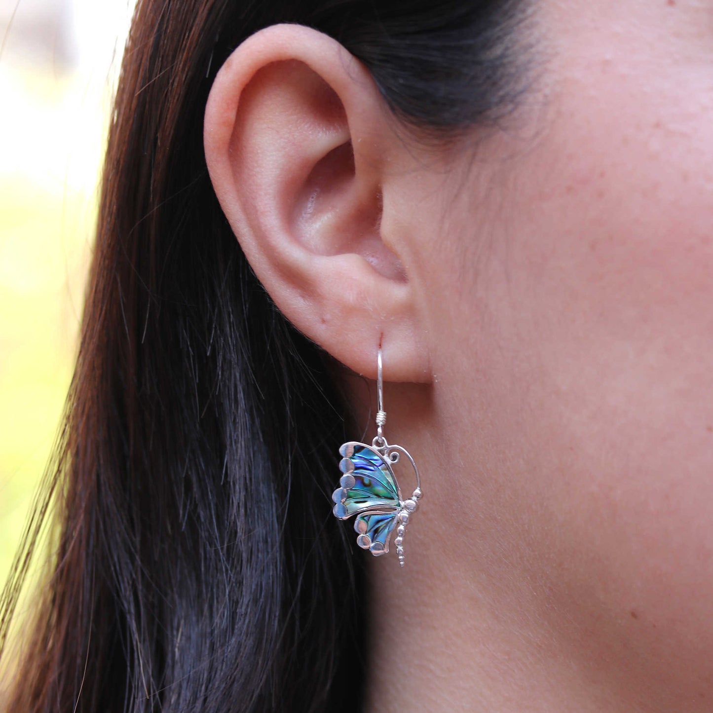 Sterling Silver Paua Shell Butterfly Earrings