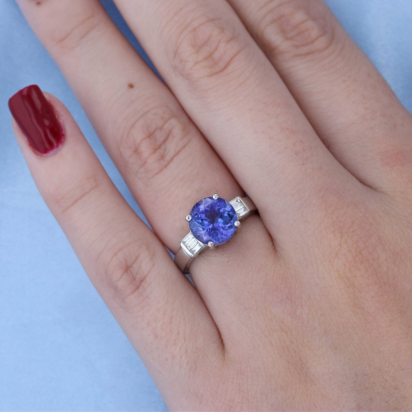 White Gold Tanzanite & Diamond Ring