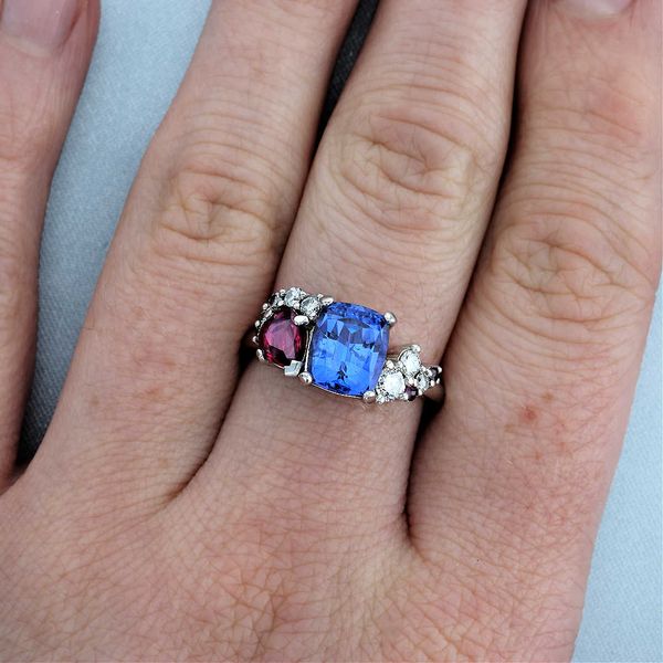 Ruby & Tanzanite Cluster Ring