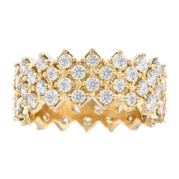 Gold band with diagonal diamond rows