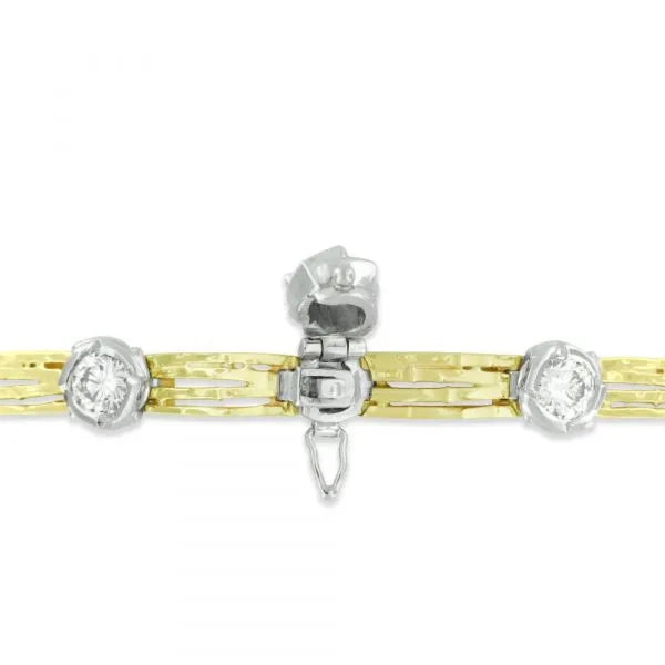 Nature inspired diamond tennis bracelet with hidden clasp
