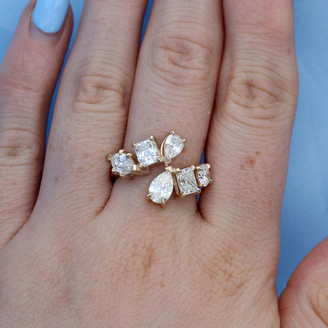 Multi-Shape Diamond Bypass Ring