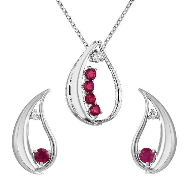 Ruby and diamond water drop earrings