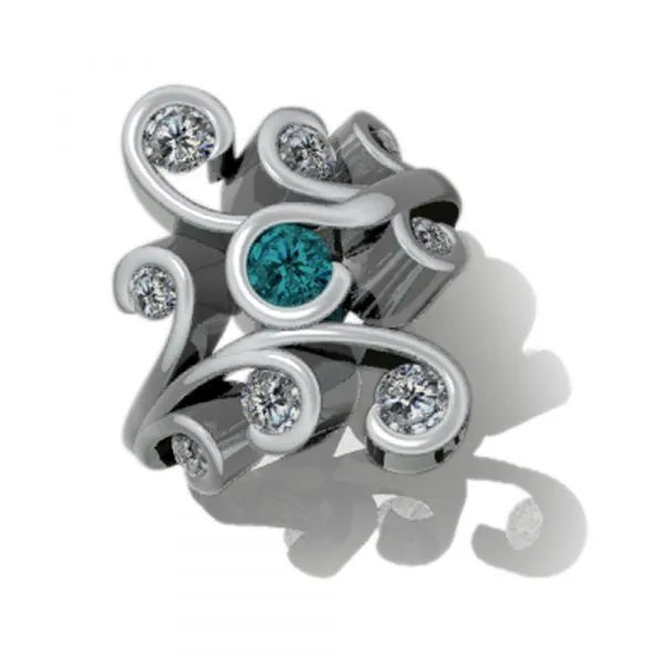 Swirling Blue Diamond Ring