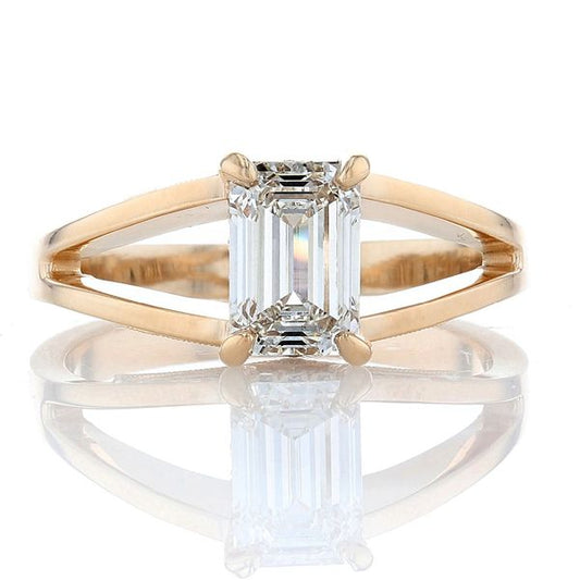 Split Shank Emerald Cut Ring