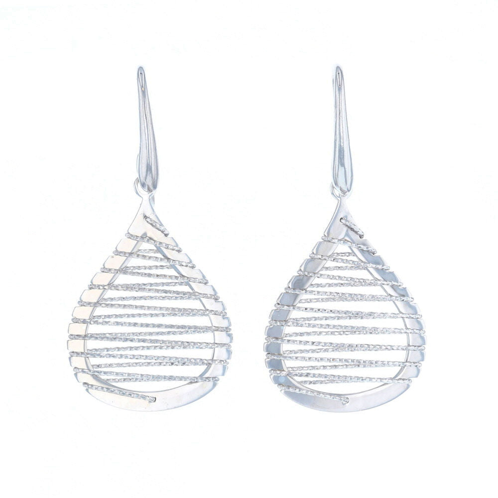 Diamond Cut Wire Wrap Pear Shape Earrings