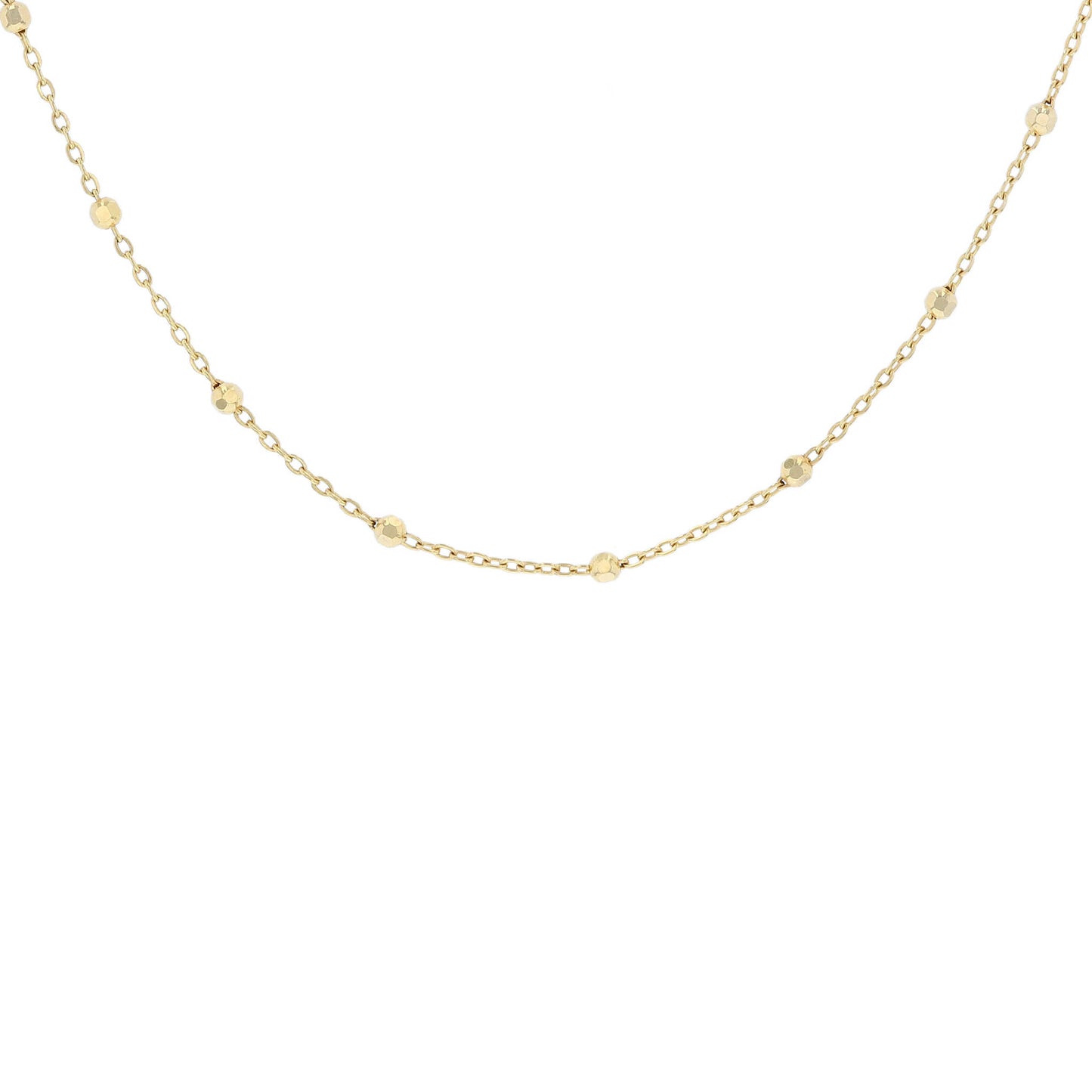 Yellow Gold Beaded Chain Necklace