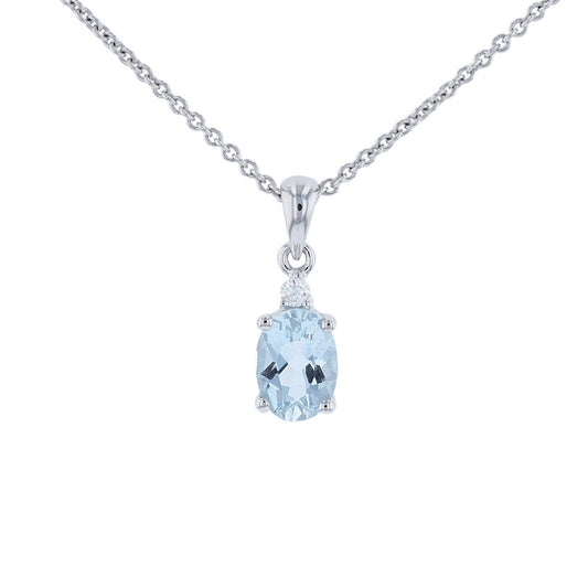 Oval Aquamarine & Diamond Pendant