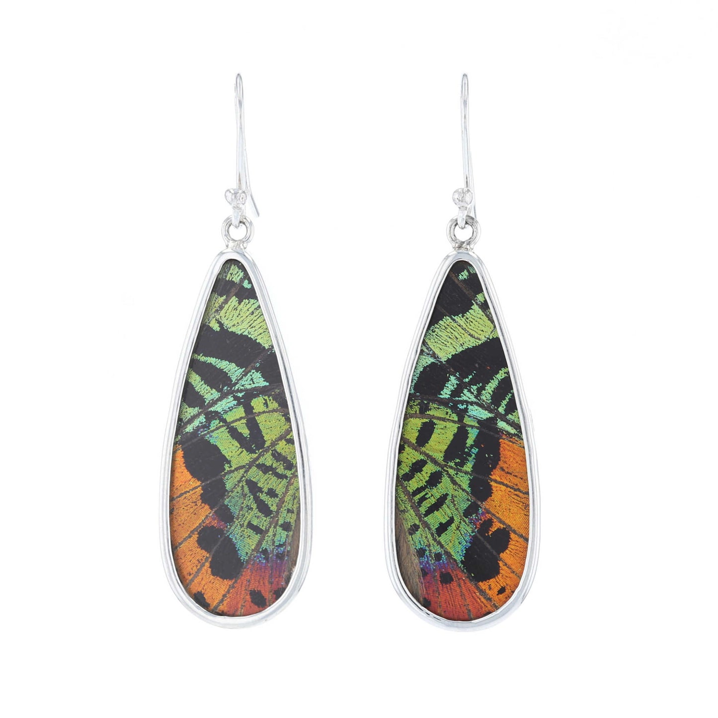 Sunset Moth Butterfly Wing Long Drop Earrings