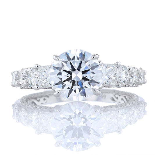 Princess Cut Diamond Side Stone Engagement Ring