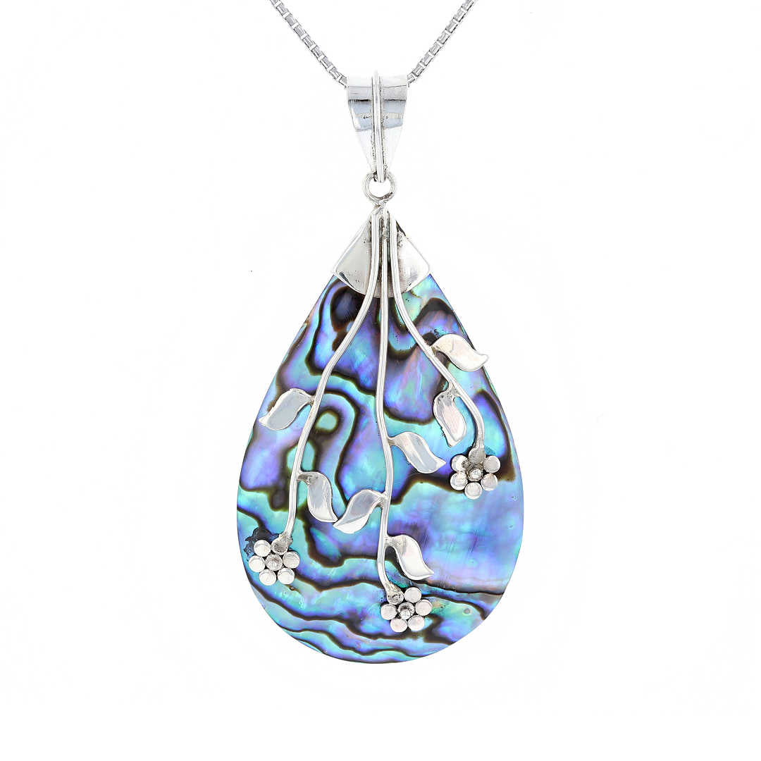 Abalone Silver Flower Necklace | Fox Fine Jewelry