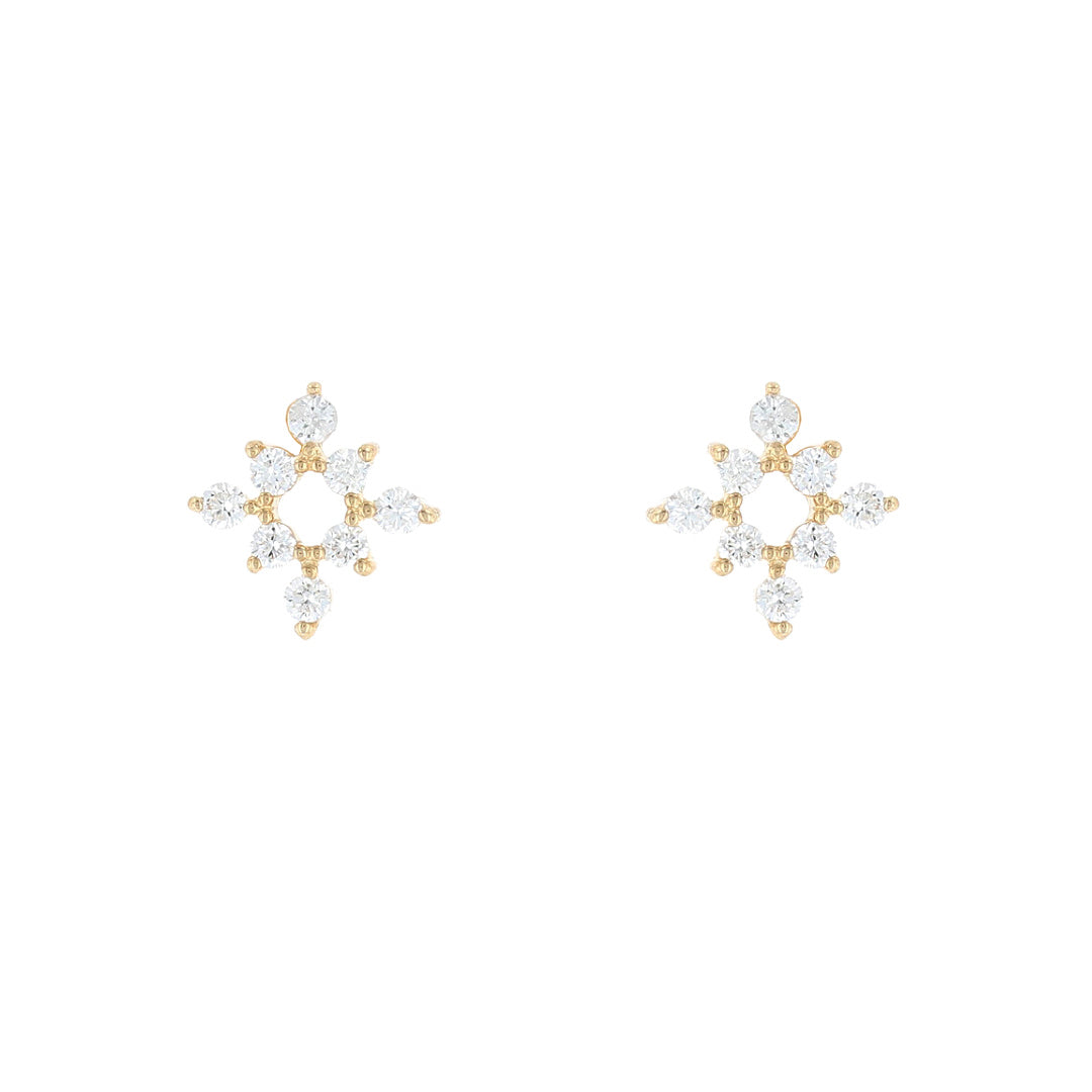 Yellow Gold Diamond Starburst Earrings