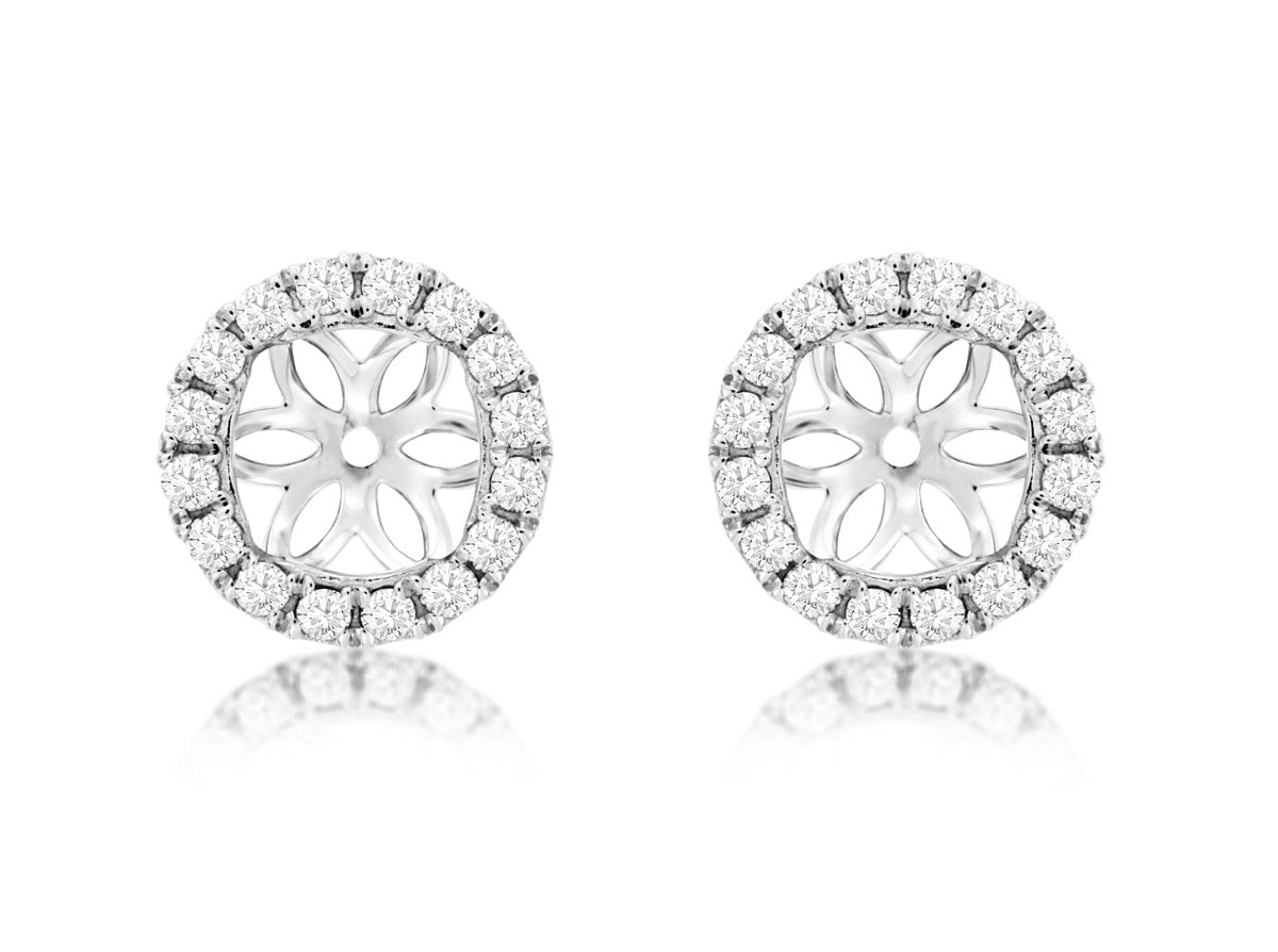 White Gold Diamond Halo Earrings Jackets